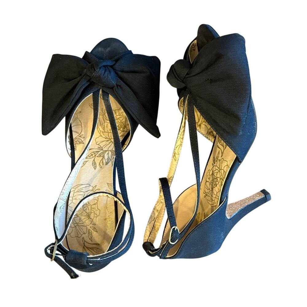 JOYFOLIE Lucinda Black Bow Heels Shoes Women size 9 Coquette